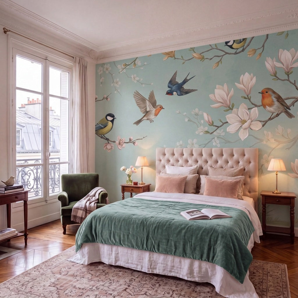 Papier peint panoramique Chant du matin dans une chambre