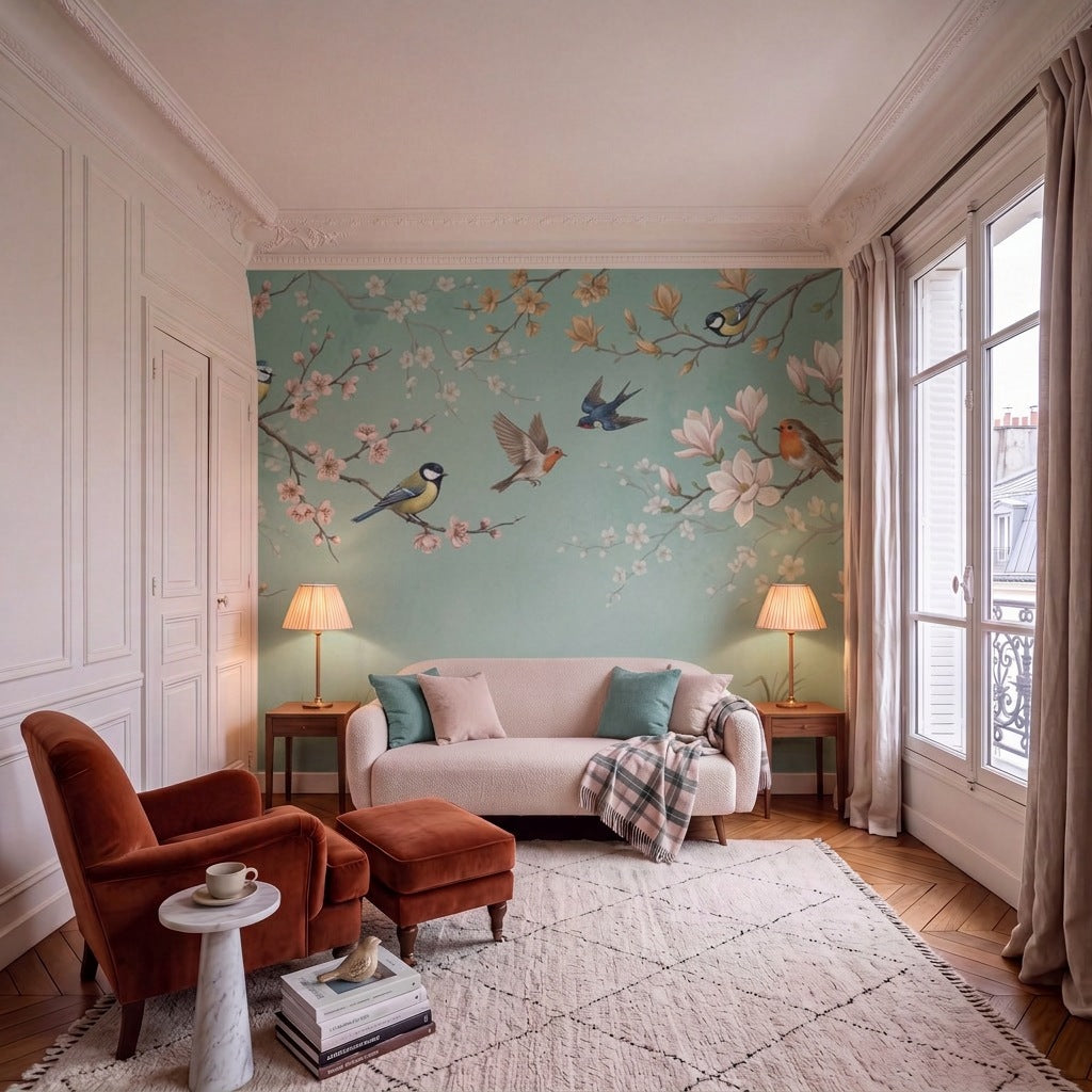 Papier peint panoramique Chant du matin dans un salon