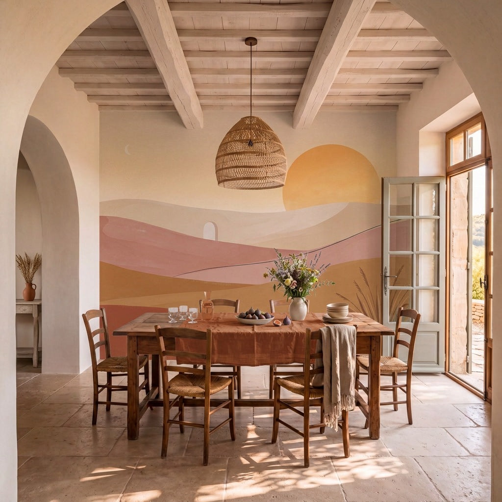 Papier peint panoramique Collines de terre dans une salle à manger