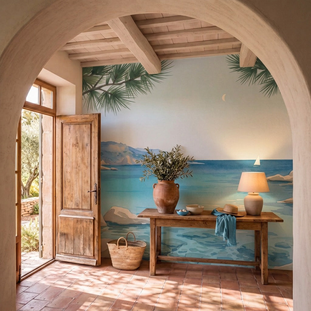 Papier peint panoramique Crique d'azur dans une entrée