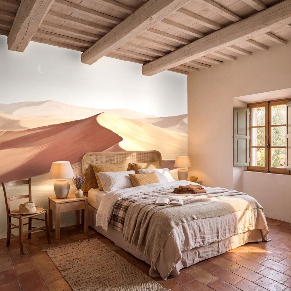 Papier peint panoramique Dunes dorées dans une chambre