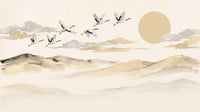 Motif à plat : Envol de grues