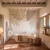 Papier peint panoramique Feuilles de sable dans une salle de bain