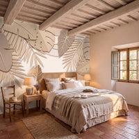 Papier peint panoramique Feuilles de sable dans une chambre
