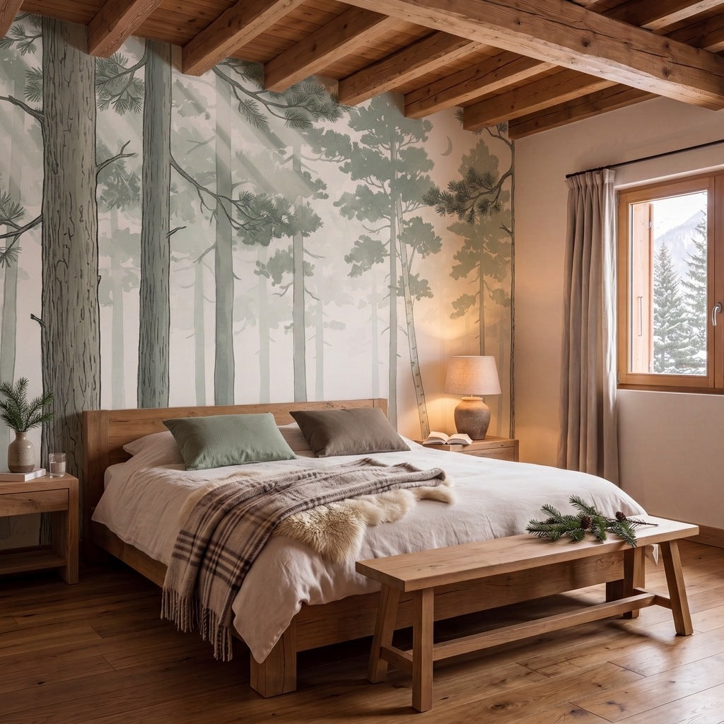 Papier peint panoramique Forêt endormie dans une chambre
