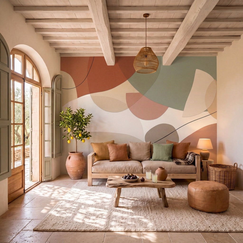 Papier peint panoramique Formes douces dans un salon