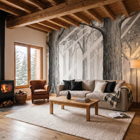 Papier peint panoramique Futaie d'encre dans un salon