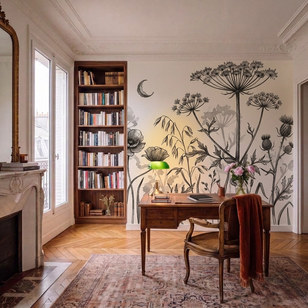 Papier peint panoramique Herbier d'encre dans un bureau