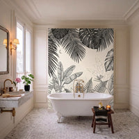 Papier peint panoramique Jungle d'encre dans une salle de bain