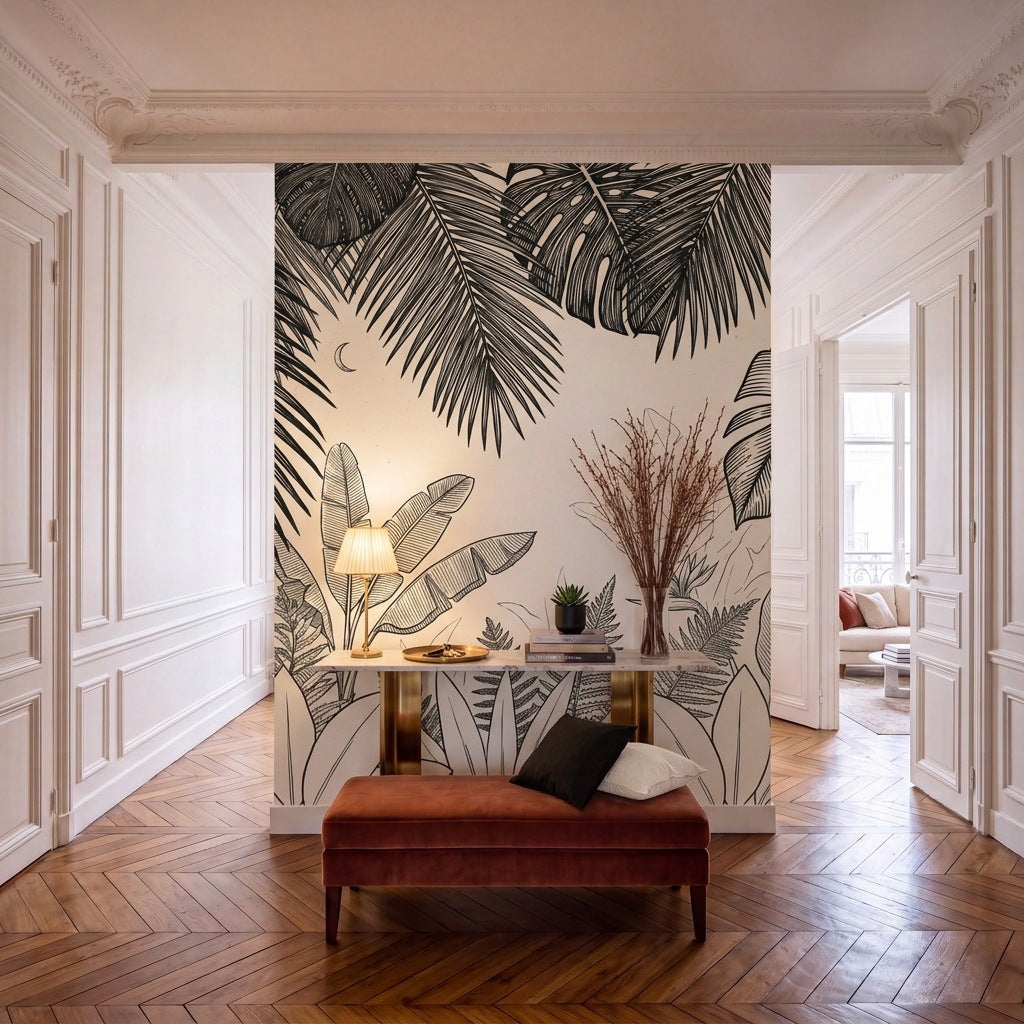 Papier peint panoramique Jungle d'encre dans une entrée