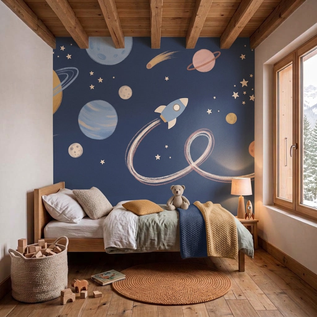 Papier peint panoramique Petit cosmos dans une chambre d'enfant