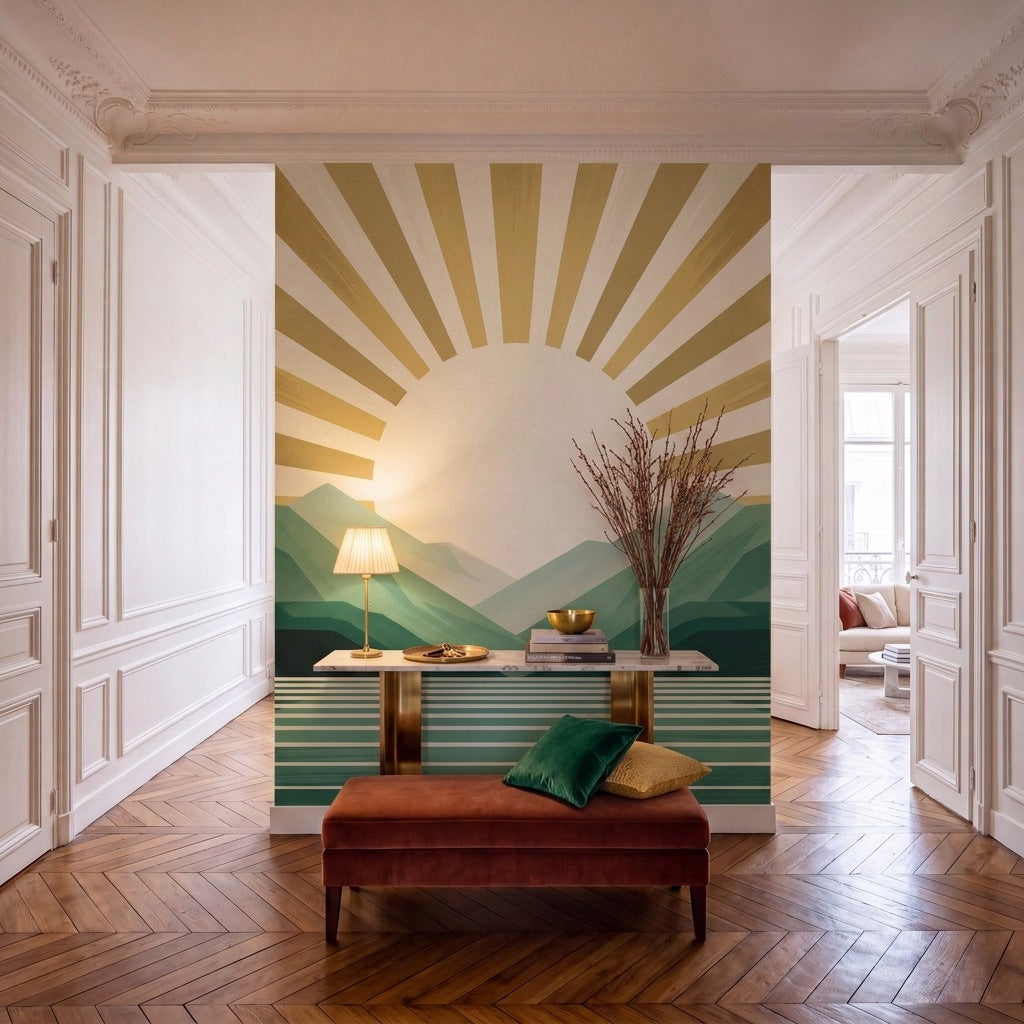 Papier peint panoramique Soleil d'or dans une entrée
