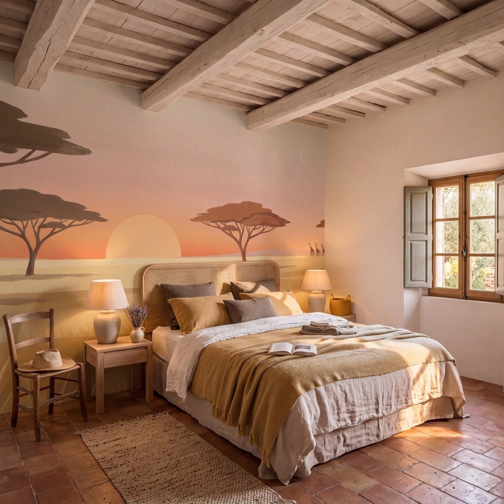 Papier peint panoramique Terre de savane dans une chambre