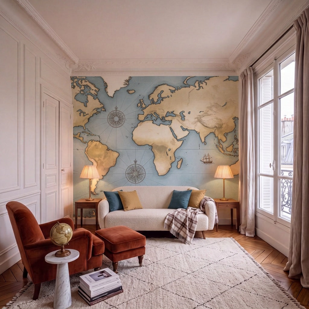 Papier peint panoramique Terres anciennes dans un salon