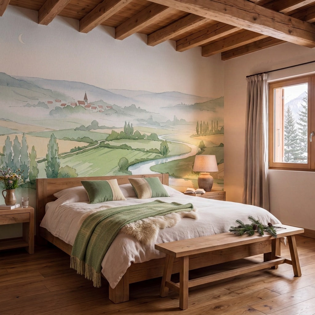 Papier peint panoramique Val tranquille dans une chambre